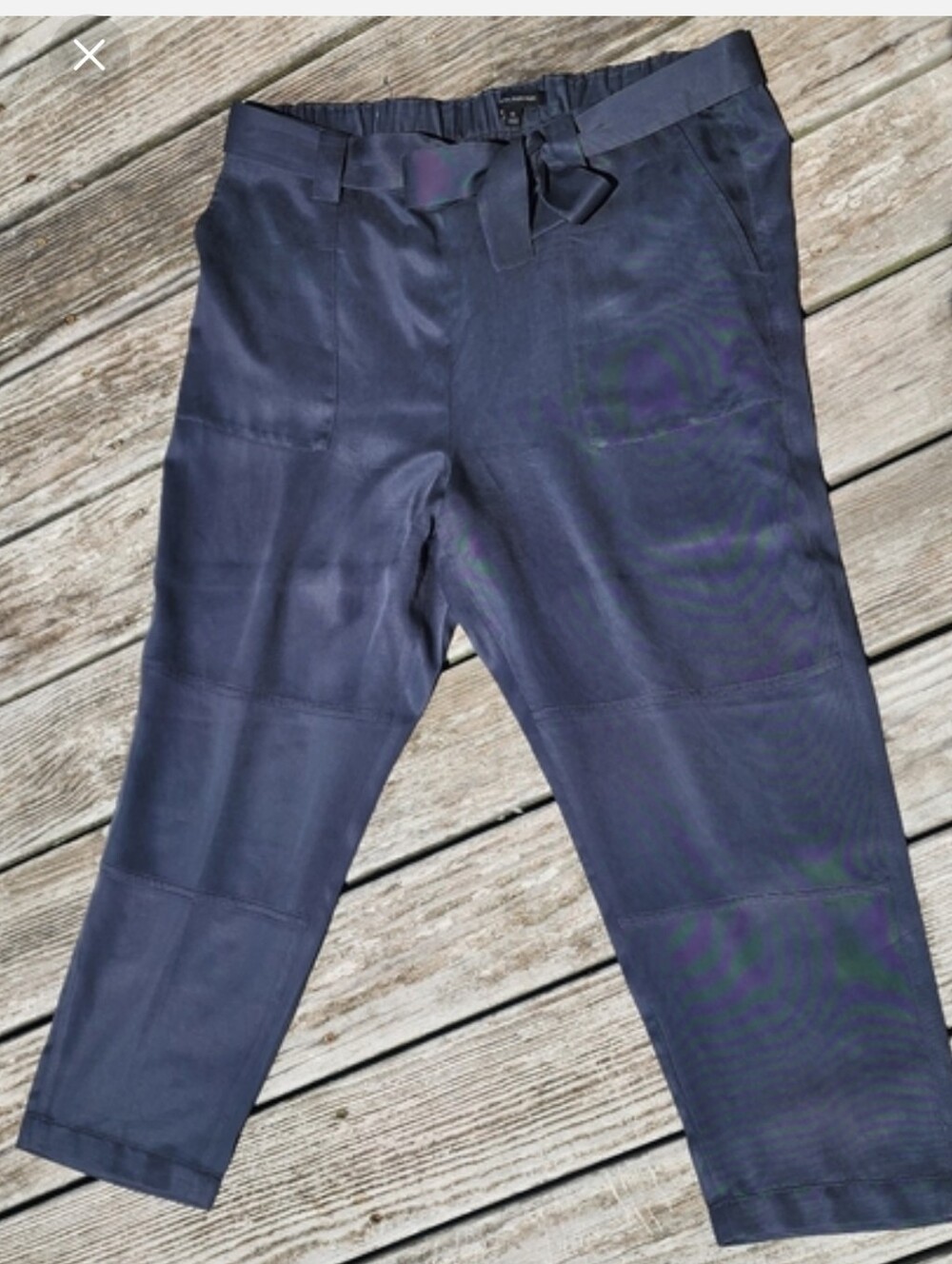 Woman's Grey Banana Republic Straight-Leg Dress Pants With Tie